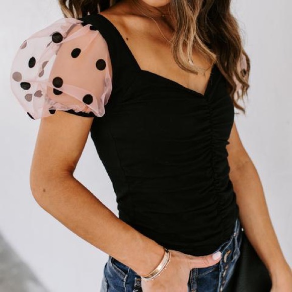 LAST ONE - Minnie Ruched Puff Sleeve Bodysuit Vici - Picture 6 of 8